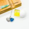 Diamond Shell Aroma Necklace - Aqua | Energy & Healing | Diffuse on the go | Sterling Silver Chain-0