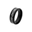 Black Beveled Edge Band Ring with Stripe Pattern