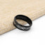 Black Beveled Edge Band Ring with Stripe Pattern